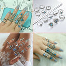 13Pcs/Set Blue Crystal Turtle Finger Rings Knuckle Midi Boho Ring Sets Jewelry