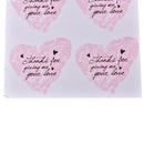 Pink Heart-shaped For Thank You Packaging  Stickers Stickers for Wedding JR