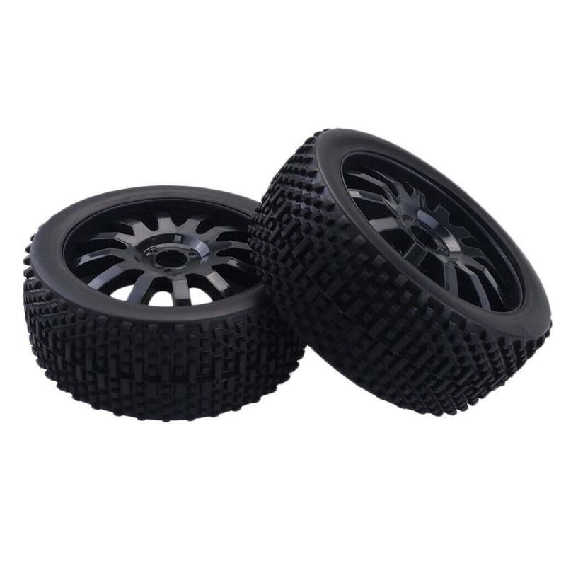 2pcs 1/8 Rubebr Tire Tyres Wheel Rim for Buggy On-road Car Models Black