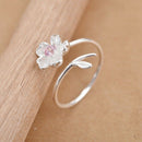 Women Ring Flower Crystal Ring Diamond Bend Size Adjustable Open Rings Wedd K3G8