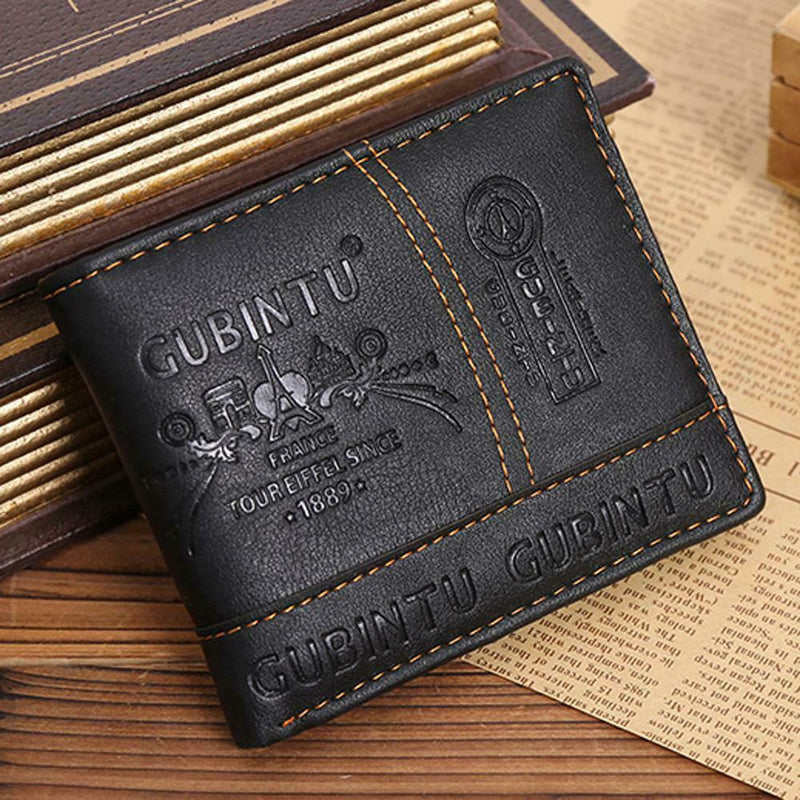 Mens Leather Bifold Wallet Credit/ID Card Receipt Holder Coin Purse