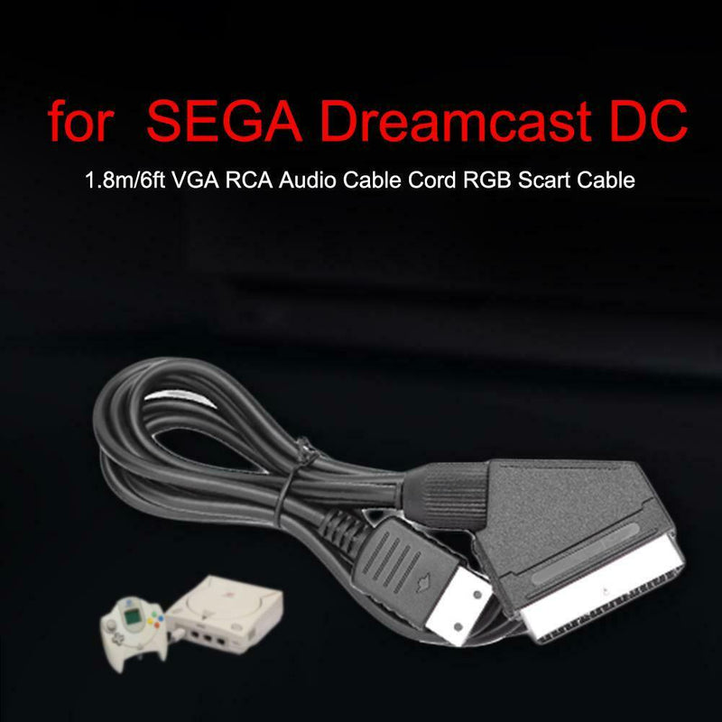 1.8m/6ft VGA RCA Audio Cable Cord RGB Scart Cable for SEGA Dreamcast DC