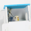 Pet Wood Breeding Nesting Bird Cage Box Nest House Hut for Parrot Birds Blue