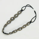 Gunmetal Western National Style Ancient Handmade Beaded Rhinestone Hair Ban