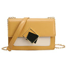 Fashion Messenger Bag Women Leather Metal Buckle Shoulder Handbag (Yellow) A