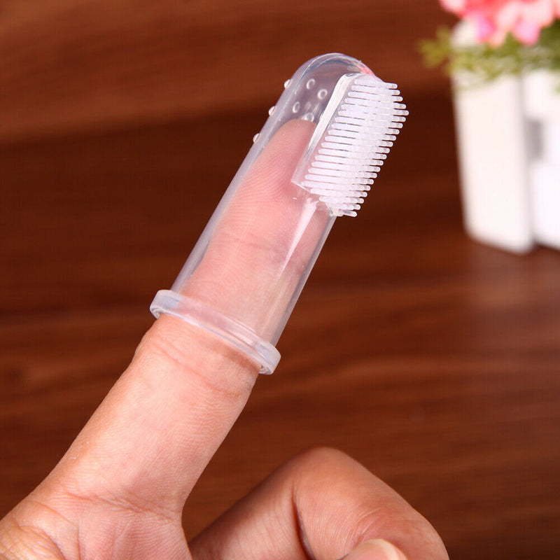 Pet Finger Toothbrush Silicone Dog Tooth Cleaner Cat Teeth Cleaning(Blue) A