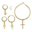 Women'S Fashion Personality Cross Crescent Starlight Stud Earrings Set New W1F7