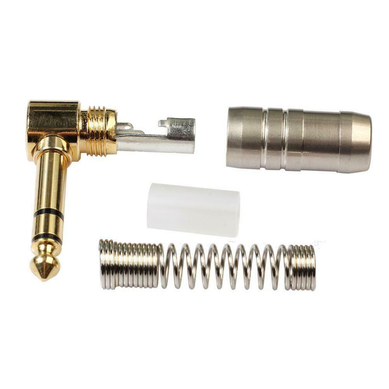6.35mm Stereo Audio Adapter Angle 90 Degree Male Plug Connector w/Spring
