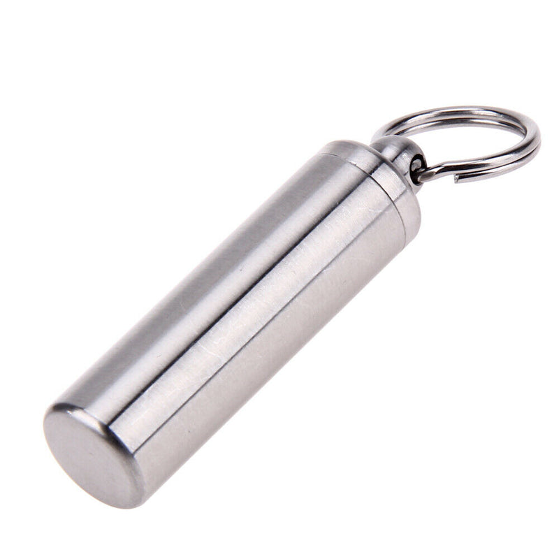 Survival Waterproof Pills Box Container Aluminum Medicine Bottle Keychain