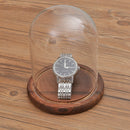 Decorative Glass Cloche Bell Jar Dome with Wooden Base Display Decor_Brown E
