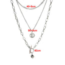 Metal Ball Coin Pendant Multi-layer Punk Casual Long Chain Necklace Jewelry G 3C