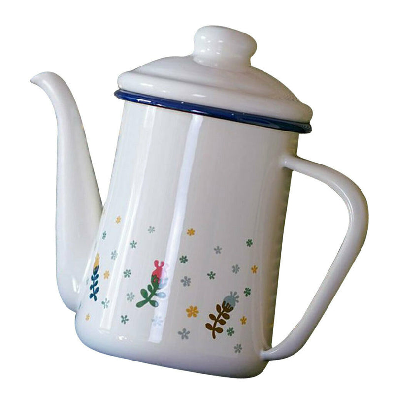 Traditional Enamel Dripless Tea Pot Hot Water Coffee Tea Pot Kettle 600ml