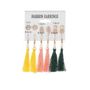 6 Pairs Ethnic Tassel Long Earrings Leaf Pineapple Ear Stud Women Jewelry A