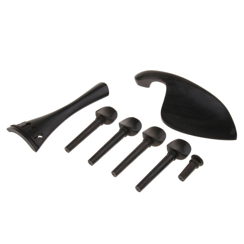 1 Set Wooden Violins DIY Chin Rest Tailpiece Endpin Tuning Keys Black
