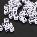 Letter Beads, 100 pieces, black / white, loom bandz, dice, bracelet