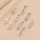 9pcs Boho Women Star Angle Charm Knuckle Ring for Women Street Jewelry Gift