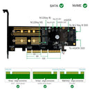 3 in 1 PCI-E 4X To SATA SSD M.2 NGFF NVME and SATA3 Adapter Converter Card