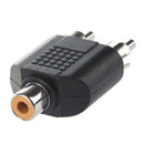 Dual RCA Male Plug to 1 x RCA Female Socket Phono AV Adapter Connector