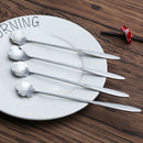 Long Handle Flowers Shaped Stirring Spoon Set 4PCS Stainless Steel Ice Tea GOB