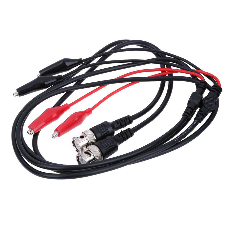 2pcs 110cm BNC Q9 to Dual Alligator Clip Oscilloscope Test Probe Leads A