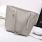 4pcs/set Solid Color Litchi Pattern Women Shoulder Handbags Clutch (Grey)