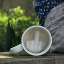 Design White Middle Finger Mug Novelty Style Mixing Coffee Milk Cup Funny C H1N6