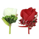 2x Rose Boutonniere Corsage Bridal Groom Brooch Pin Wedding Party Decoration