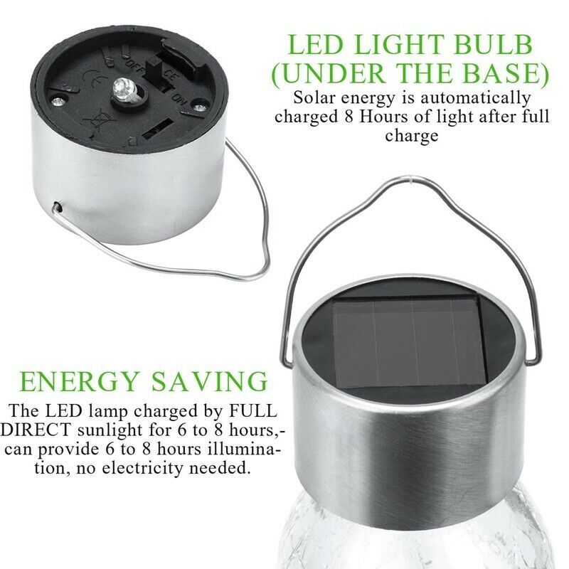 Hanging Solar Light White LED Crack Spherical Chandelier Waterproof Outdoor