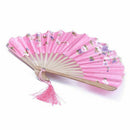 Lady Bamboo Ribs Foldable Summer Tool Hand Fan Decoration Pink D6K3