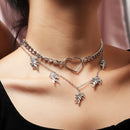 Angel Pendant Necklace Hollow Out Love Double Layer Clavicle Chain Jewelry