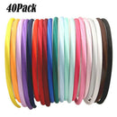 40PCS Hair Bands Covered in Soft Multicolor Satin Hairbands Hair Accessories