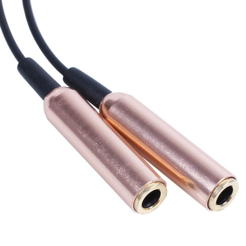 3.5 mm dual connector male - female jack adapter cable audio tone black gol S1G6