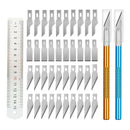 42 Pack Carving  Kit with Refill Art Blades Cutting Tool & Ruler for Craft,
