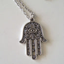 Good Luck Protection Hamsa Symbol Fatima Hand Evil Eye Pendant Necklace  Z