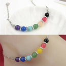 New Jewelry Seven Chakra Seven Colors Crystal Agate Jade Bead Metal Anklet BX