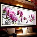 DIY 5D Diamond Embroidery Butterflies play Magnolia Round Diamond Painting  J1Z5