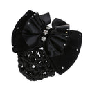 Black Velvet Bowknot Barrette Hair Clip Snood Net for Women M1F9