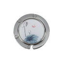 Ink Painting Style Lotus Folable Round Handbag Hook Table Hanger