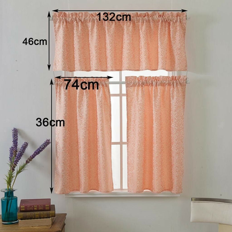 1 Set Pink Rod Pocket Short Tier Curtains Panels Half Drapes for Bathroom
