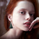 1Pair Delicate Colored Glass Earrings Women Creative Triangle Sector Earrin G3X5
