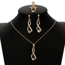 Fashion Bridal Crystal Infinite Necklace Earrings Rings Wedding Jewelry Set N 3C