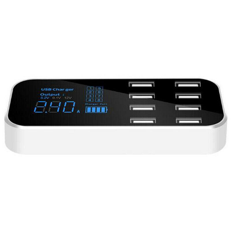 USB 8 Multi-Port Adapter Desktop Wall Charger Smart LED Display Charging Sta Bj