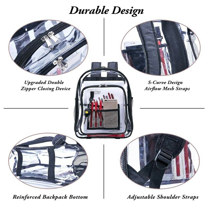Heavy Duty Clear Backpack,Security Transparent School Backpack,See Through  P2D2