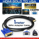 1.8M HDMI Male to VGA Video Converter Adapter Cable Cord for PC DVD 1080P HDTV .