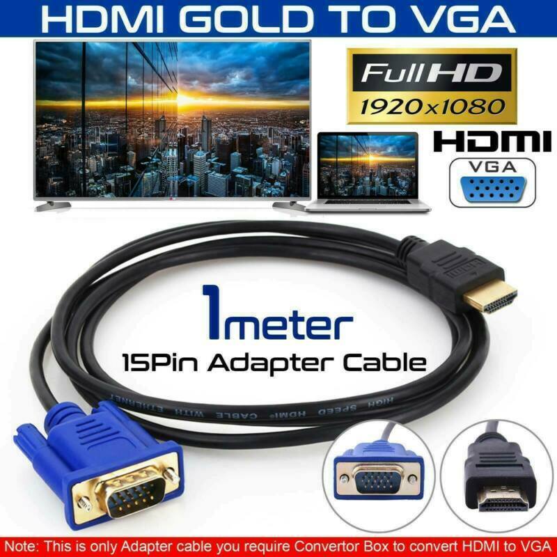1.8M HDMI Male to VGA Video Converter Adapter Cable Cord for PC DVD 1080P HDTV .