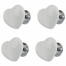 4pcs Handle Ceramic Door Knob Heart Shape for Closet Drawer White P7R1