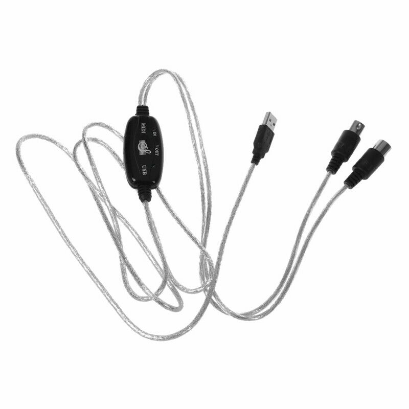 USB IN-OUT MIDI Cable Converter PC to Music Keyboard Adapter Cord