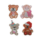 4pcs DIY Full Drill Special Shaped Diamond Painting Xmas Bear Cute Keyring