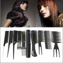 10Pcs Black Pro Salon Hair Styling Hairdressing Plastic Barbers Brush Combs Set
