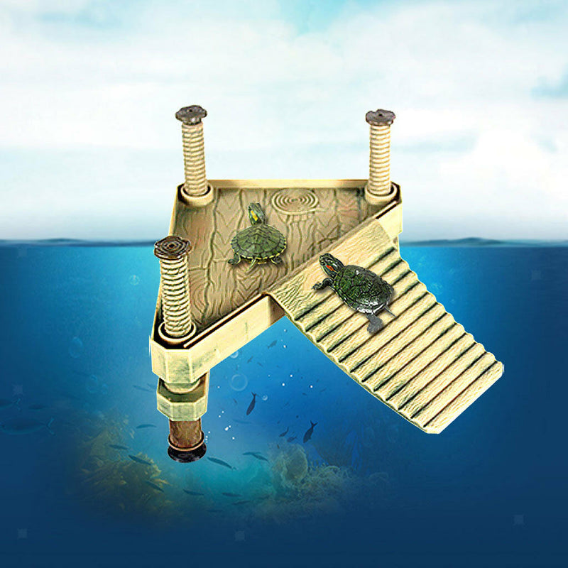 Reptile Terrarium Vivarium Ornament Tortoise Basking Ladder Platform Dock